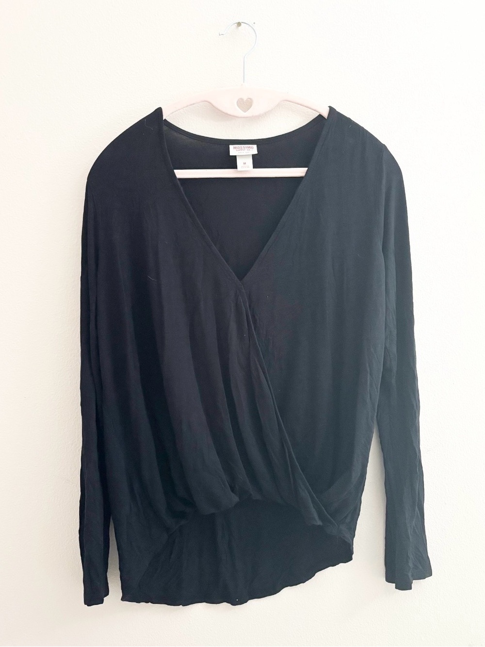 5/$15 🩷 Mossimo Supply Co. Black V-Neck Wrap Front Long Sleeve Top
